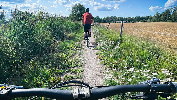 With e-bike on the bike path in Sweden
