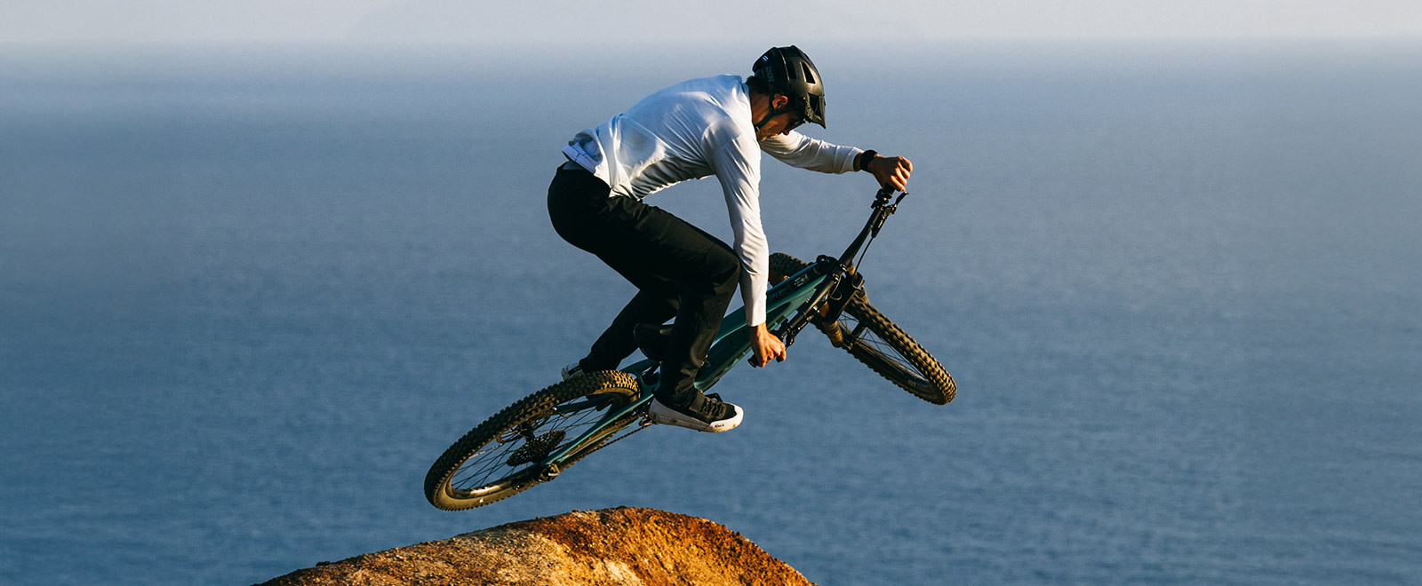 Mountain bikers in the jump