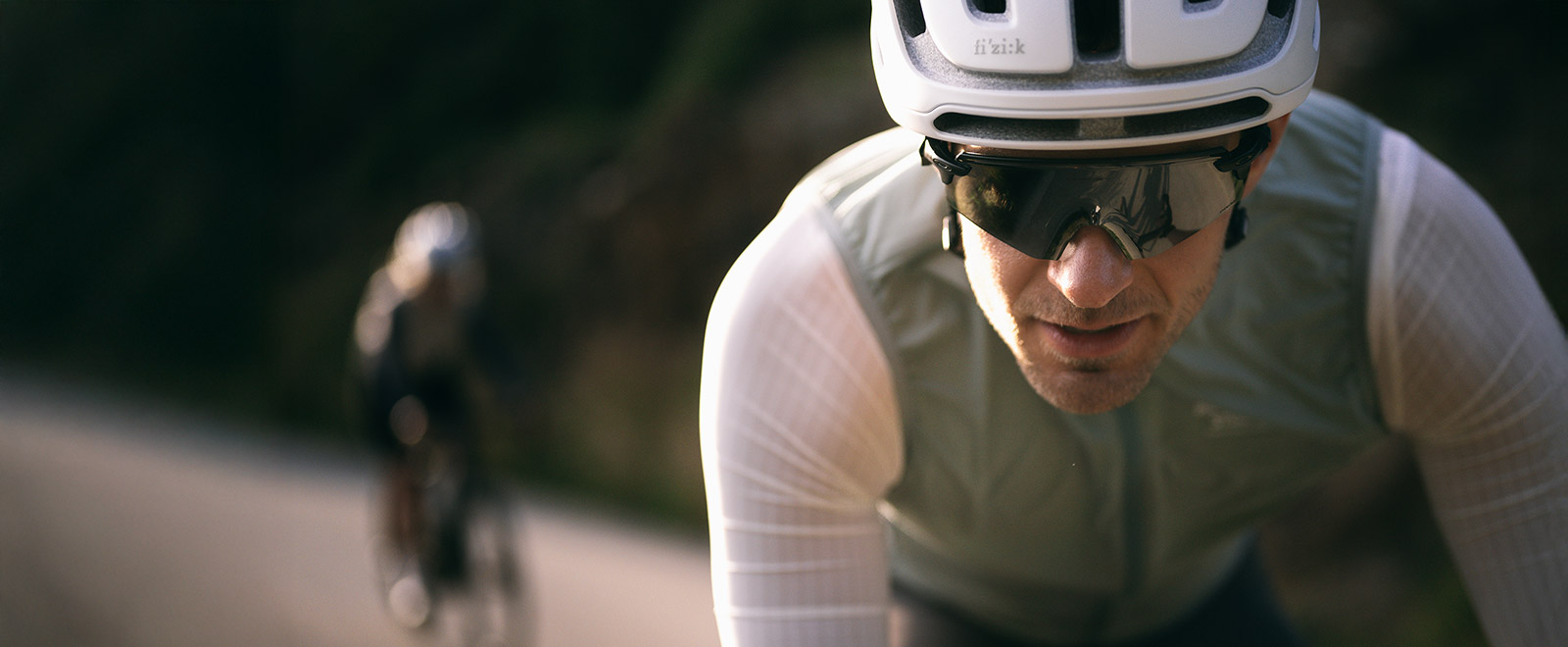 Road cyclist in front view