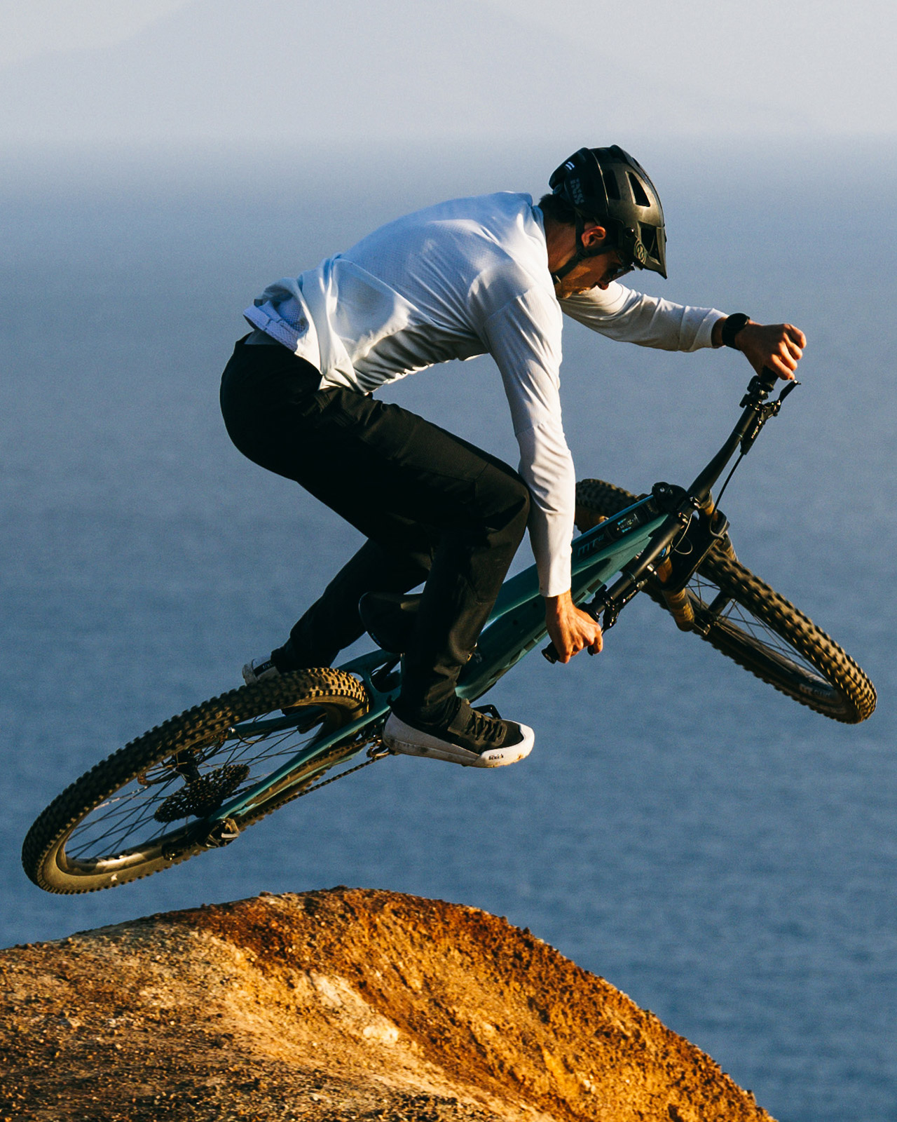Mountain bikers in the jump