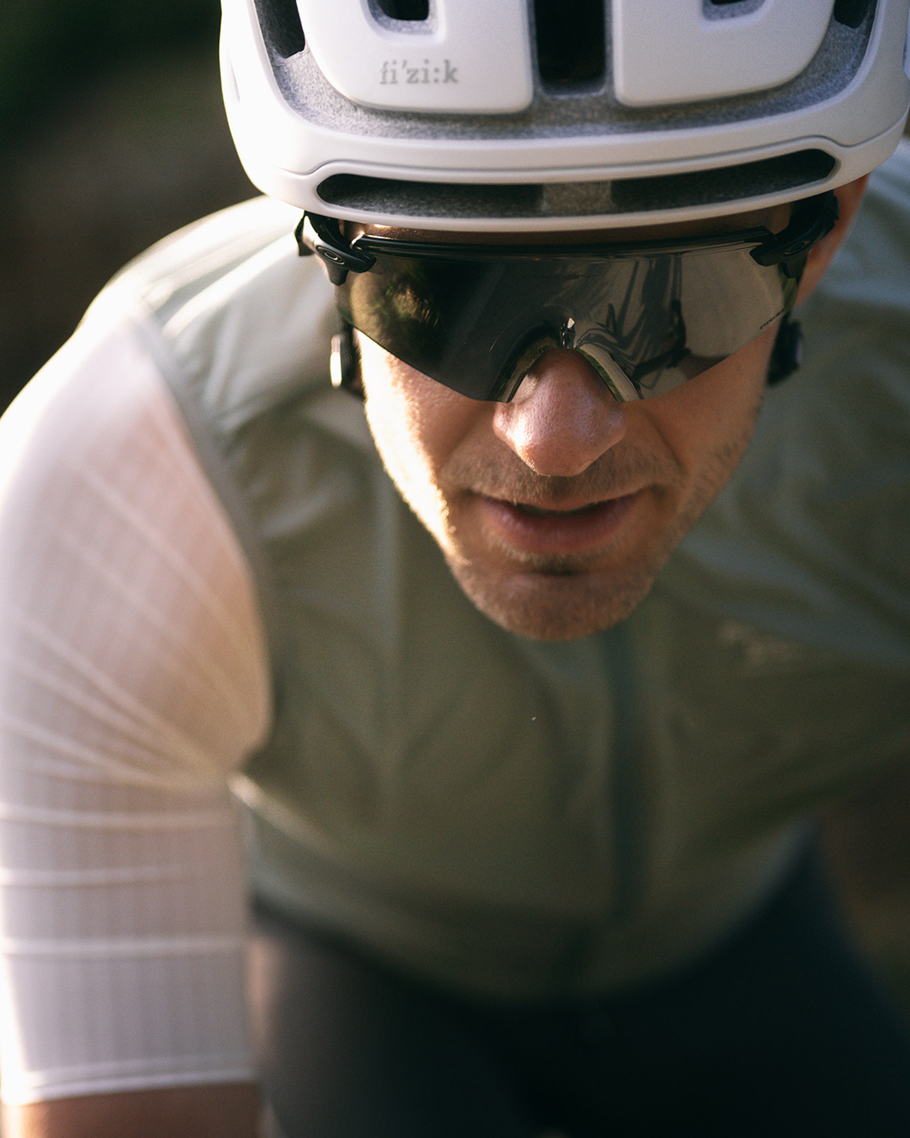 Road cyclist in front view