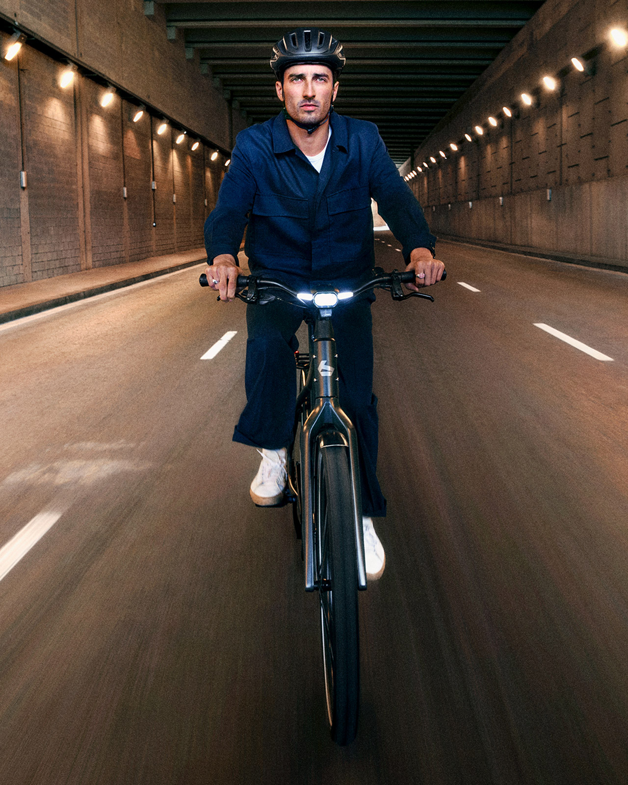 Cyclist in a tunnel